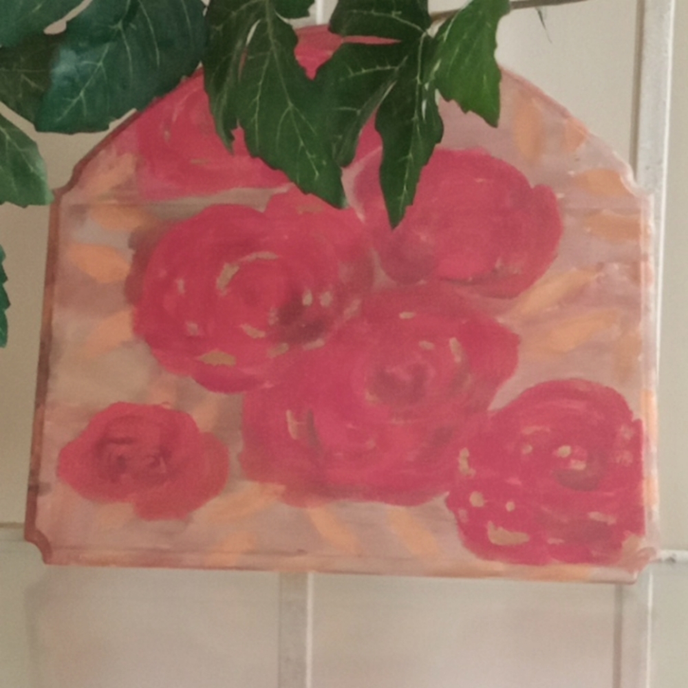 Hand painted Rose Wooden Plaque